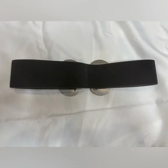 SAINT LAURENT Butterfly Buckle Suede Belt In Nero SZ 75 - Picture 4 of 7